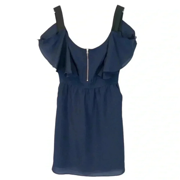 ASOS Navy blue Flutter Sleeve lined mini dress cutouts and zipper Size 8 - Picture 1 of 7